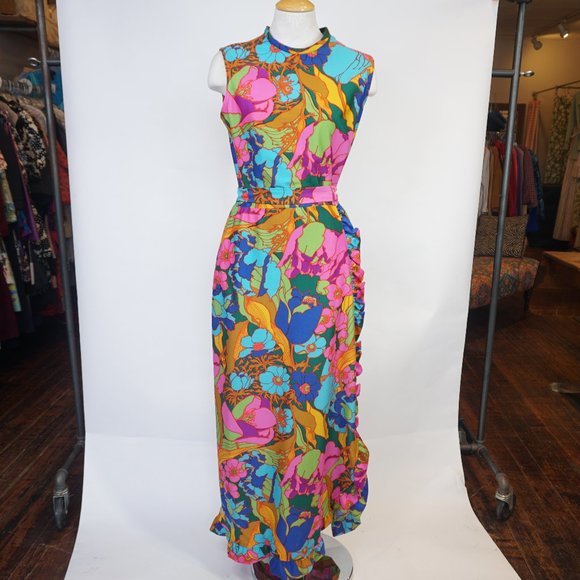 Vintage Dresses & Skirts - Vintage 60s-70s Liberty Circle Maxi Dress